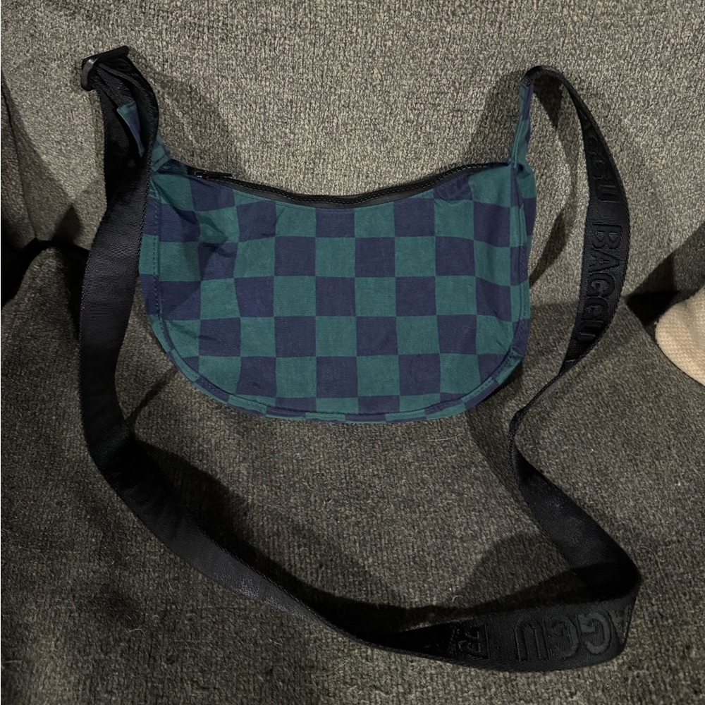 Baggu Blue and Green Checkered Small Crossbody